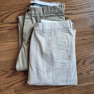 Lot of 2 Eddie Bauer 33 x 32 Wrinkle Free Classic Cut Khaki Pants